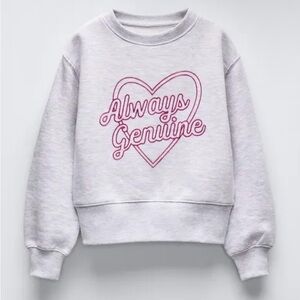 Pre-owned Zara Kids Grey Marl Flock Slogan sweatshirt/Size: 8-9 yrs